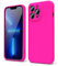 oakxco for iPhone 13 Pro Phone Case Liquid Silicone, Fluorescent Bright Solid Color, Cute Thin Slim Soft Rubber TPU Plain Smooth Gel Matte Protective Cover for Women Girl Aesthetic, Fuchsia Hot Pink