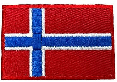 Applicazione Toppa Patch Termoadesiva Ricamo Bandiera Norvegia 9x6 Cm