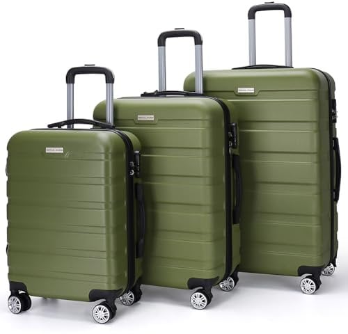VERTICAL STUDIO 20 24 28 Koffer Reisekoffer 3er-Kofferset Trolley Mehrteilig mit Ziffern Kofferschloss aus Kunststoff (ABS) Vier Rollen (Trelleborg dunkelgrün)