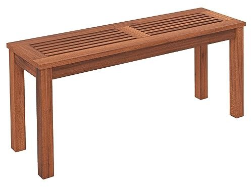 KOMFOTTEU Gartenbank Massiveholz, Sitzbank 100cm für 2 Personen, Holzbank Outdoor wetterfest, Parkbank bis 150 kg belastbar für Garten Hof Balkon (1)