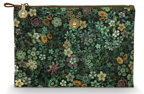 Charly Cosmetic Flat Pouch Medium Tutti i Fiori Green 24x15.
