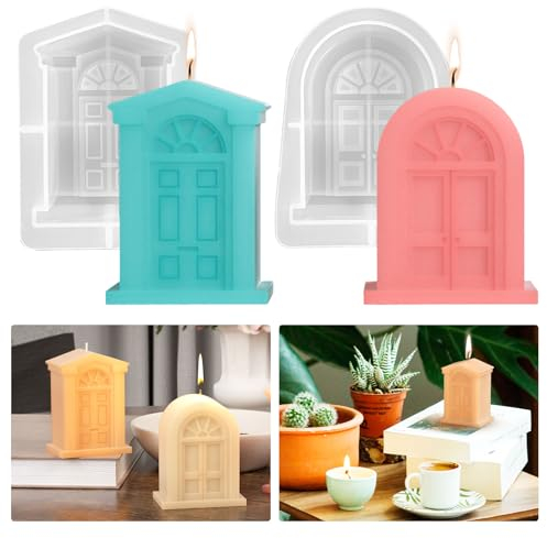 Lot de 2 moules en silicone pour maison - Moule à bougie pour couler les maisons - Moules en silicone - Moule en silicone - Moule en résine époxy - Maison européenne - Bricolage - Fabrication de