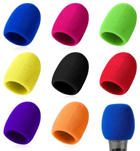 Jeffdad 8 Stück Mikrofon Windschutz, Universelle Popschutz Mikrofon Mikrofonabdeckungen Schaumstoff Verdickte Waschbare Mikrofonabdeckung für Unterricht Bühnenperformance Treffen (Farbe)