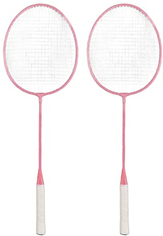 Rosa Badmintonschläger-Set K1134 Badmintonschläger-Set aus Eisenlegierung mit Aufbewahrungstasche und Eimer Zum Spielen Im Freien oder Drinnen Pink