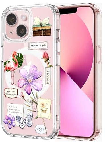Unov Case Compatible with iPhone 13 Mini iPhone 12 Mini Case Magnetic Clear with Design Compatible with MagSafe Slim Protective Soft TPU Bumper with Hard PC Back Embossed Pattern (Quotes Collage)