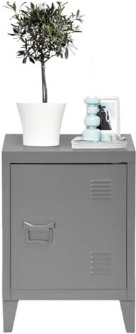 FurnitureR Armoire de Rangement pour Bureau, Unité de Rangement, Petit Meuble de Classement, Placard en Métal avec Portes Affleurantes, 2 Compartiments, pour Garage, Bureau, Gris