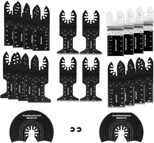 Multitool Sägeblätter 24tlg Holz Kunststoff Metall Mehrfachwerkzeug Zubehör Set Oszillierendes Sägeblatt für Makita Milwaukee Dewalt Parkside Ryobi AEG und Mehr