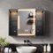 ELEGANT 800x600mm LED Bathroom Mirror Cabinet with Shaver Socket Black Mirrored Cabinet with Three-Color Infinitely Dimmable Wall Mounted Mirror Cabinet with Demister 2 Open Storage Adjustable Shelf
