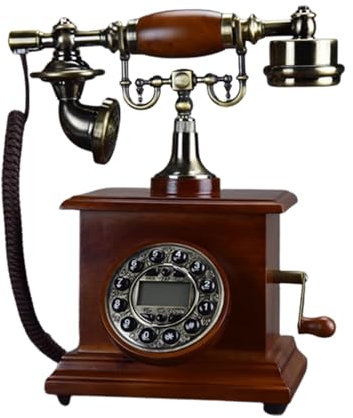 NBVOKLEAD Landline Phone,Retro Corded Phone, Vintage Home/Office Landline Telephone, Classic Wood Antique Push-Button Phone,A
