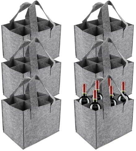 DAJAVE 6 Stück Flaschenträger 6 Flaschen, Wiederverwendbare Flaschentasche, Flaschentasche Filz, Flaschenkorb, Männerhandtasche, Bierträger, Getränketräger für Bierflaschen Weinflasche