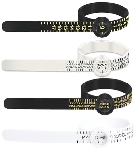 XURJUMI 4 Piezas Medidor de Anillos, Medidor de Anillos de Plástico con Lupa, Medidor de Anillos EU/UK/US, Herramienta Reutilizable para Medir el Tamaño de los Dedos