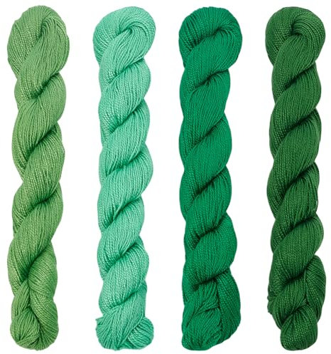 FREEBLOSS 4 Stück Sashiko Garn Sashiko Strang 100 m X 4 Farben (Grün) Baumwoll Stickgarn Japanisches Quilt Und Stick Sashiko Set Zubehör Nähgarn