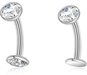 Lantine 14G Titan Bauchnabelpiercing mit Zirkonia, G23 Titan Curved Barbell mit Innengewinde, für Bauchnabel, Augenbrauepiercing, Helix, in 5 Größen