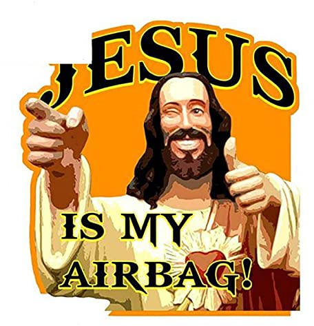 13 cm x 12,4 cm JESUS IST MEIN AIRBAG Vinyl Aufkleber Aufkleber Lustige Auto Styling Stoßstange