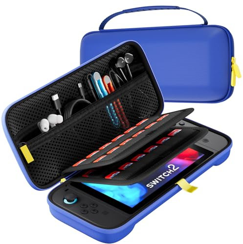 ProCase Tragetasche für 2025 Nintendo Switch 2, mit 24 Game Card Slots, Hard Reisetasche Schutzhülle für Konsole Zubehör - Blau, Standard
