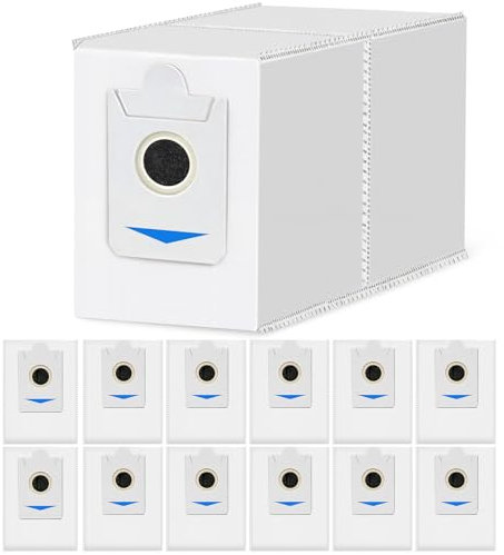 Kaiyaner 12 Pcs Sac Aspirateur pour Ecovacs T30S / T30S PRO / X5 Omni/Deebot X2 Omni / X2 Pro Robot. 3L Accessoires au charbon actif, capacité sacs d'aspirateur, pièces détachées (sauf T30S COMBO)