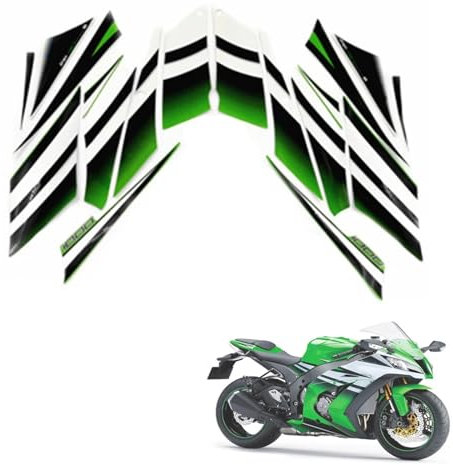 MPODYTSF Adesivo Decalcomania Decalcomania Protettiva Decorativa per Moto per Kawasaki per Ninja ZX10R 2015, Kit Completo di Adesivi per Carenatura Verde.