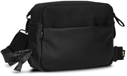 Zwei Hunde Leckerli Tasche Leo LEH50 im modernen Casual Look – Futterbeutel für Hundetraining & Gassi gehen, Kotbeutelspender, Verstellbarer Gurt als Bauchtasche & Crossbody Bag tragbar (Black)