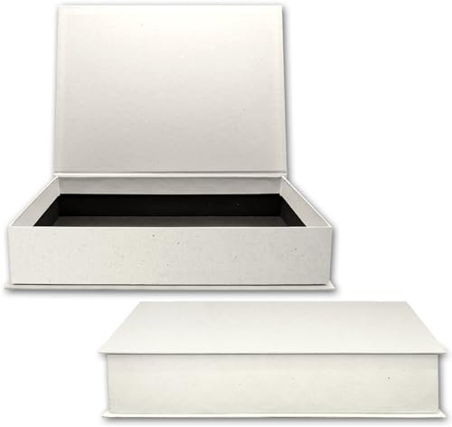NEUSER PAPIER Caja de regalo con tapa abatible – 2 unidades – DIN A4 – Recubierto de color blanco natural – Interior negro – 334 x 242 x 65 mm – Caja de almacenamiento