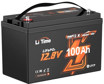 LiTime 12V 100Ah Batería LiFePO4 Bluetooth para Motor Fueraborda y Barco