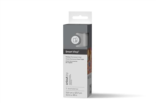 Cricut Joy Smart Permanent Vinyl, Silver, 13.9cm x 1.2m, Self-Adhesive Vinyl Sheet | Ideal for Customising Mugs, Bottles & DIY Crafts, for All Cutting Machines Joy Machine