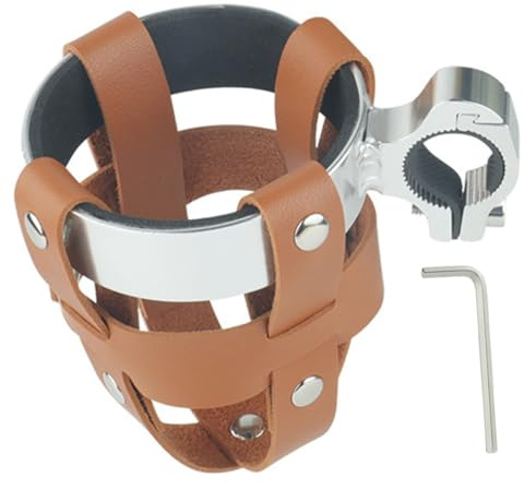 STOBAZA Porte-Gourde Vélo Cuir PU Réglable Support Léger pour Bouteille Eau et Gobelet Design Vintage Résistant et Adaptable pour Cyclisme Outdoor