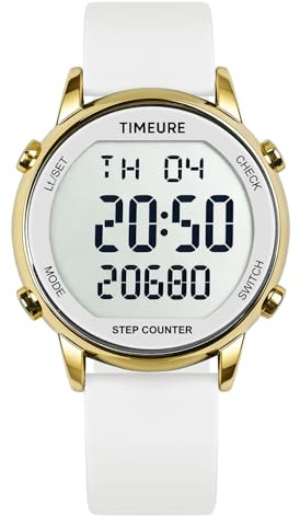 TU-2509 Schrittzähleruhr für Damen mit großer Digitalanzeige ohne App | Wasserdichter Fitness-Tracker für Schritte, Kalorien und Distanz. Integrierter Wecker. Funktioniert ohne App oder Handy.