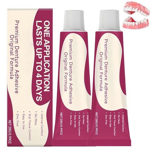 Adhésif pour prothèses dentaires Premium, Colle pour prothèses dentaires sécurisée générique,Gel adhésif puissant pour dents artificielles,Améliore l'ajustement,le confort et la stabilité (2Pièce)