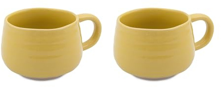 Jamie Oliver Big Love Yellow Cosy Cuppa Set, 2pc Speckled Stoneware Coffee, Tea Mugs, Dishwasher, Microwave, 12.7oz, 375ml, 13x10x7cm