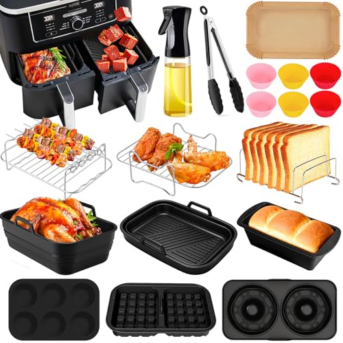 21PCS Heißluftfritteuse Zubehörr für Ninja Foodi Max Dual Zone DZ400EU | 22-in-1 Heißluftfritteuse Air Fryer Accessories für Ninja AF400EU, AF400EUCP, SL400EU, SL400EUCP 7.6L-9.5L
