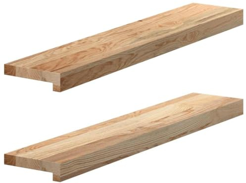 Mokuyary Alféizar de ventana 2 unidades sin tratar 80 x 15 x 2 cm madera maciza de roble para ventana de interior