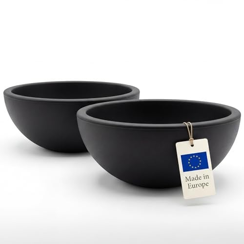 BigDean 2X Kunststoff Pflanzschale rund anthrazit 39 cm Blumenkübel
