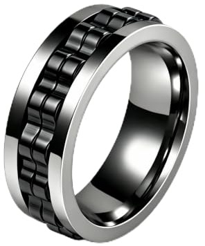 Drlik Multifunctional Stainless Steel Bottle Opener Ring Rotatable Stress Relief Opener for Men (Silver‑Black, 7)
