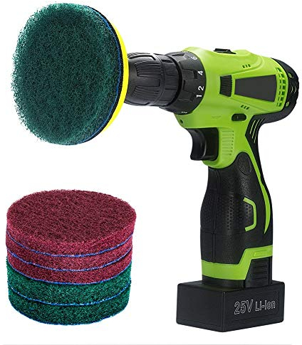 Kichwit 4 Inch Drill Power Scrubber Scouring Pads Cleaning Kit, Heavy Duty Household Cleaning Tool (Drill NOT Included)