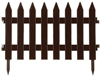 Brown Small 27 cm high plastic picket garden fence, 2 sizes, 2 colours