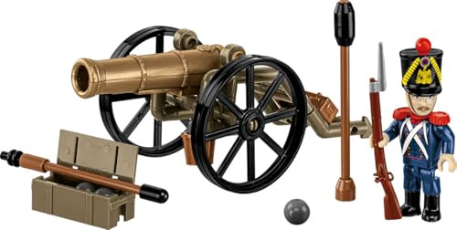 COBI Französischer Artillerist & Kanone, 97 Teile | Bedruckt (Pad Printed), Artilleristenfigur, Gribeauval-Kanonenmodell, Artilleriezubehör, EU-gefertigte Elemente, ab 6 Jahren