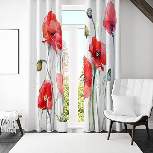Lemare 2-Set Deko-Vorhänge Digitaldruck | Dicker Vorhang Blickdicht mit Ösen | Verdunklungsvorhang | Fenstervorhang für Wohnzimmer Schlafzimmer Blumen Blüte Wiese Wald Städte 2 STK. 145x260 cm