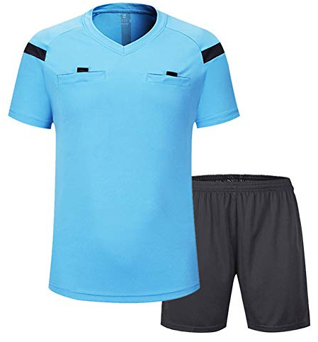 SHINESTONE Herren-Schiedsrichter-Trikot, für Fußball, Kurze Ärmel (Blue, Small)
