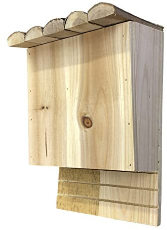 Selections Large Wooden Bat Box for Roosting and Nesting Single Chamber with Grooved Interior