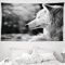 ABAKUHAUS Schwarz und weiß Wandteppich und Tagesdecke, Wolf-Porträt aus Weiches Mikrofaser Stoff Waschbar ohne Verblassen Digitaldruck, 230 x 140 cm, Hellgrau
