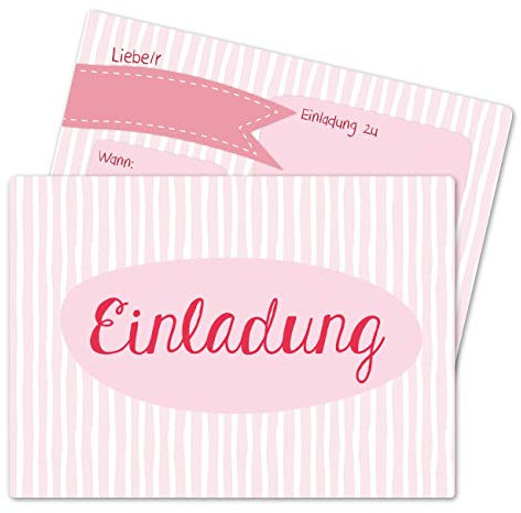 Papierdrachen 12 Einladungskarten zum Kindergeburtstag für Mädchen - Motiv Pink - Geburtstagseinladungen für deine Geburtstagsparty (DIN A6)