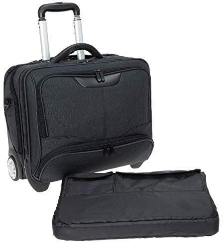 Dermata Trolley Pilotentrolly mit Notebook - Polstertasche Trolly 17 Zoll + Ledermäppchen (ANTHRAZIT Two Tone)