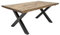 invicta INTERIOR Massiver Esstisch Barracuda antik Teak 180cm inkl. Glasplatte mit schwarzem X-Gestell aus Edelstahl Konferenztisch Tisch Holztisch