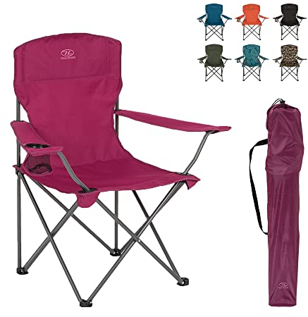 HIGHLANDER Camping-Klappstuhl - Leichter und langlebiger Outdoor-Stuhl - Perfekt für Camping, Festivals, Wohnmobil- und Angelausflüge, den Garten, Strand, BBQs (Beere)