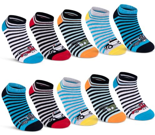 sockenkauf24 10 Paia Calzini Corti Bambini Ragazzo e Ragazza Cotone Calze Corto Bambino e Bambina 56566 (27-30)