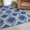 Navy Blue Trellis Rug Indigo Modern Linier Geometric Living Room Area Bedroom Rugs 80cm x 150cm