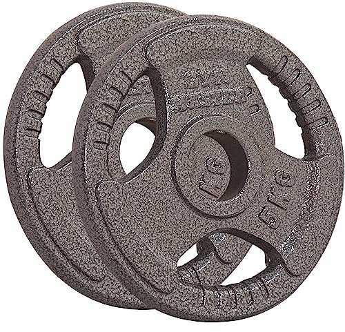 GYM MASTER Pair of Tri Grip 2 Olympic Weight Plates in Cast Iron - 5kg
