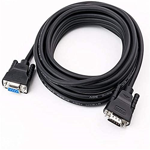 DTECH DB9 RS232 Serielles Kabel Stecker-Buchse-Nullmodemkabel Volle Handshake 7-Draht-Frequenzweiche für die Datenkommunikation (5 m, schwarz)