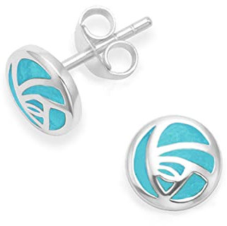 Heather Needham Sterling Silver Rennie Mackintosh Earrings - Rose flower studs Turquoise Enamel - SIZE: 8.5mm (1/3rd inch). 2gms Premium quality. Branded Leatherette Gift boxed 5603TQ/B64