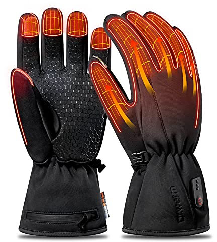 Dr.warm Waterproof Heated Gloves,Electric Hand Warmers Rechargeable 7.4V 2600mAh Battery for Men Women, Touchscreen Winter Gloves for Motorcycle Riding Cycling Fishing Ski Hiking (Large, Athletic)